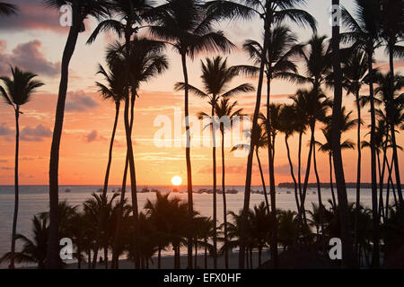 DOMINICAN REPUBLIC. Sunrise over the Atlantic, as seen from Punta Cana beach on the east coast. 2015. Stock Photo