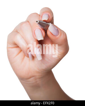 hand of a female holding a pen isolated on white background Stock Photo ...