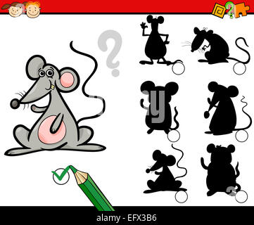 Cartoon Illustration of Education Shadow Matching Game for Preschool Children Stock Photo