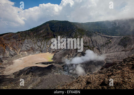 The caldera of Tangkuban Perahu, an active volcano in Java, Indonesia ...