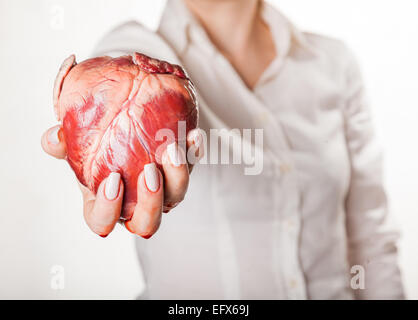 with an open heart, isolated white background Stock Photo