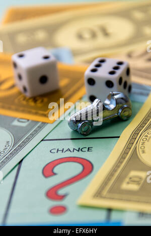 February 8, 2015 - Houston, TX, USA.  Monopoly game board with car on Chance Stock Photo