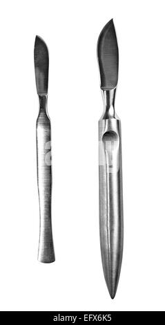 surgical scalpels, isolated white background Stock Photo