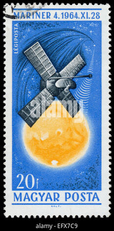 HUNGARY - CIRCA 1965: A stamp printed in Hungary shows Space Exploration Achievements, Mariner, circa 1965 Stock Photo