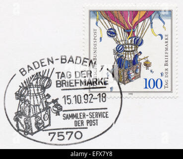 GERMANY - CIRCA 1992: a stamp printed in the Germany shows Balloon Post, Stamp Day, circa 1992 Stock Photo