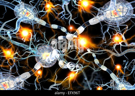 Nerve cells, concept for Neurologic Diseases, tumors and brain surgery. Stock Photo