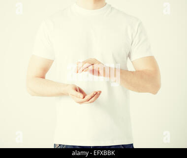 mans hands showing something Stock Photo