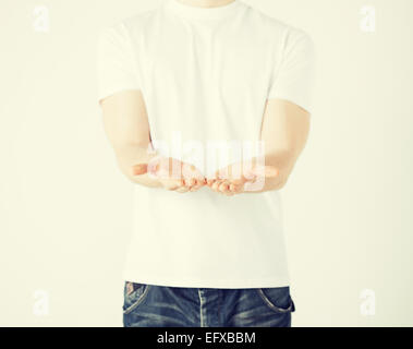 mans hands showing something Stock Photo