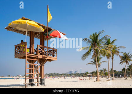 Lifeguard tower at Al Mamzar Beach Park in Sharjah United Arab Emirates Stock Photo