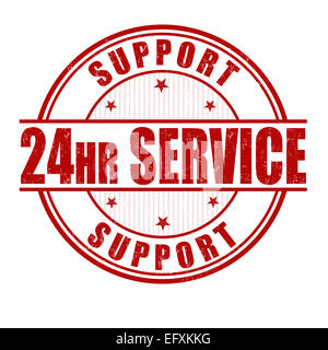 24 hour service grunge rubber stamp on white background Stock Photo