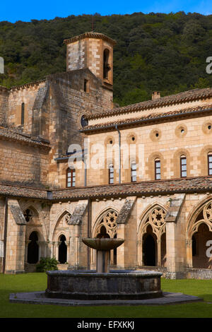 Iranzu Monastery, Santa Maria la real de Iranzu, Cloister, Abarzuza, Navarre, Spain, Stock Photo