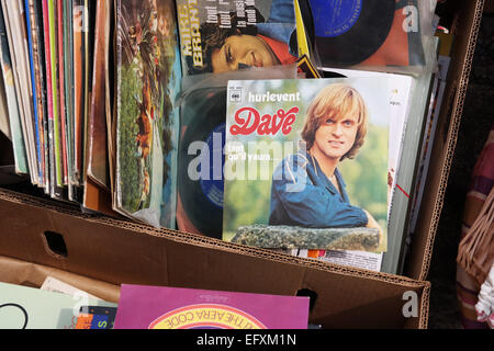 BELGIUM - JULY 2014: Single record of Dave a Francophone singer on a flea market Stock Photo