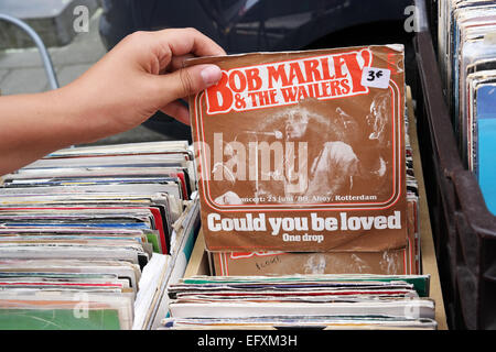 BELGIUM - JULY 2014 Single record of Bob Marley and the Wailers on a flea market Stock Photo