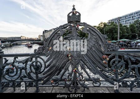 Cast Iron eagle at Weidenhammer Bridge over River Spree, Berlin, Stock Photo