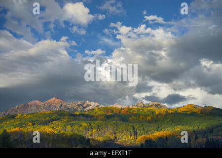 Gunnison National Forest, CO: Clouds over the Ruby Range in early fall Stock Photo