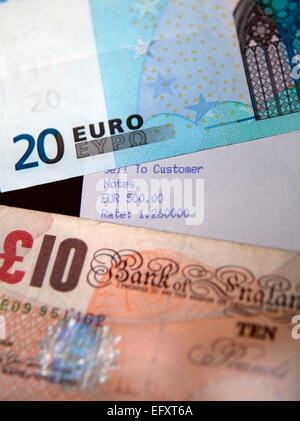 Currency exchange: Pounds Sterling and Euros, London Stock Photo