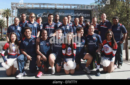 Las Vegas, Nevada, USA. 11th Feb, 2015. USA Rugby Teams, Men's Eagles and Men's Falcons attend a USA Sevens Rugby - pep rally in their honor at Monte Carlo BLVD Plaza in Las Vegas, Nevada. Credit:  Marcel Thomas/ZUMA Wire/Alamy Live News Stock Photo