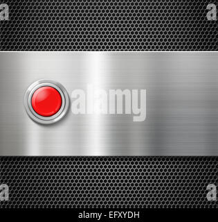 start red button on metal plate background Stock Photo