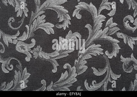Damask, black fabric pattern texture background Stock Photo