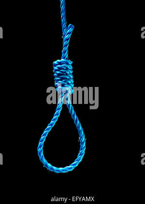 Blue noose over black background Stock Photo