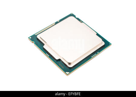 Computer CPU (Central Processing Unit) Chip Isolated On White Stock Photo