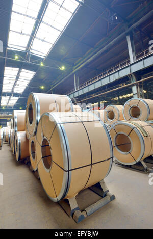 stack of rolls, Cold rolled steel coils Stock Photo