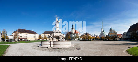 Marienbrunnen fountain, Kapellplatz square, pilgrimage village, Altötting, Upper Bavaria, Bayer, Germany Stock Photo