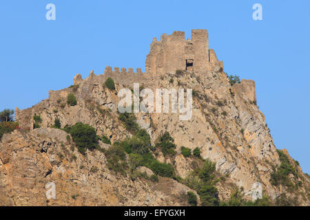The Castle of Padern on the road between Cucugnan and Tuchan in the South of France Stock Photo
