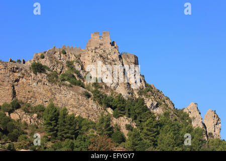 The Castle of Padern on the road between Cucugnan and Tuchan in the South of France Stock Photo