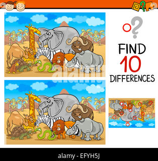 spot the differences game with safari animals Stock Photo - Alamy