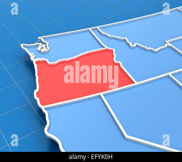 3d render of USA map with Oregon state highlighted Stock Photo