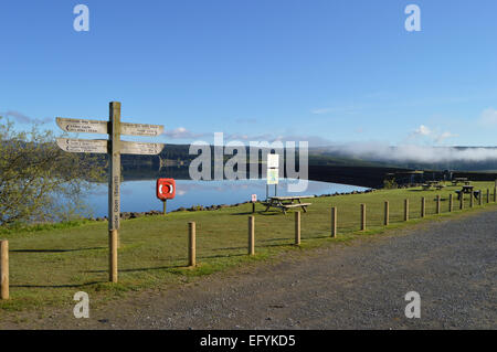 Kielder Water and dam from the South Shore of the Lakeside Way. Stock Photo