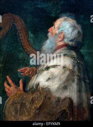 King David Playing The Harp 1616  Peter Paul Rubens (1577–1640 - Jan Boeckhorst 1604-1668 )  Flemish Belgian Belgium Stock Photo