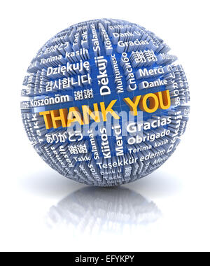 Thank you text in 22 different languages, 3d render Stock Photo