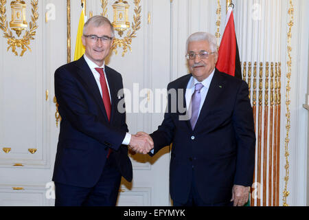 Brussels, Brussels, Belgium. 12th Feb, 2015. Palestinian President Mahmoud Abbas meets with Flemish Minister President Geert Bourgeois, in Brussels on February 12, 2015 © Thaer Ganaim/APA Images/ZUMA Wire/Alamy Live News Stock Photo