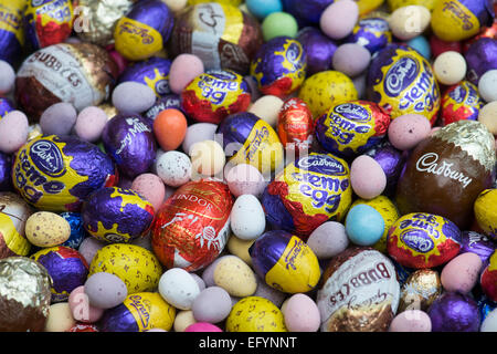 Chocolate mini easter eggs Stock Photo