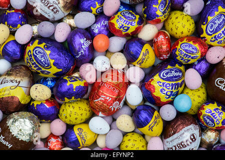 Chocolate mini easter eggs Stock Photo