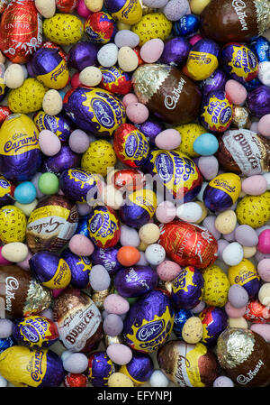 Chocolate mini easter eggs Stock Photo