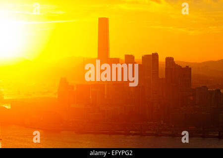 hong kong sunset moment with buildings Stock Photo - Alamy