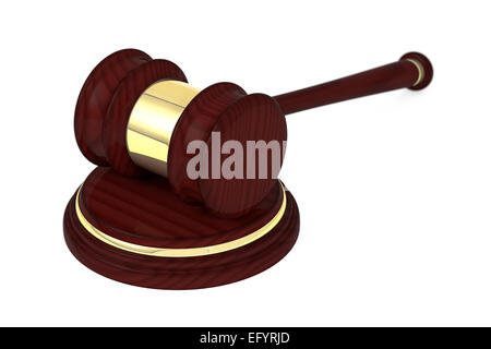 Wooden judge gavel and soundboard. Stock Photo