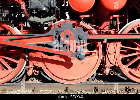 Steam locomotive wheels and rods Stock Photo