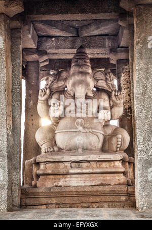 Ganesh statue in the ancient temple of Hampi, Karnataka, India Stock Photo