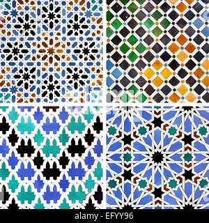 Ancient moorish ceramic tiles with pattern Stock Photo