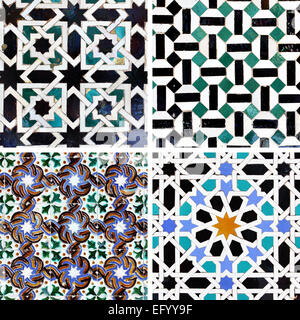 Ancient moorish ceramic tiles with pattern Stock Photo