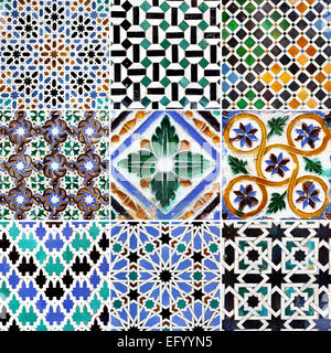 Traditional tile patterns of Andalusia (14th - 15th century) Stock Photo