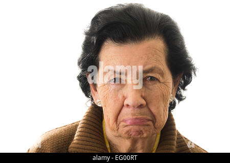 portrait of old cranky woman grandmother Stock Photo