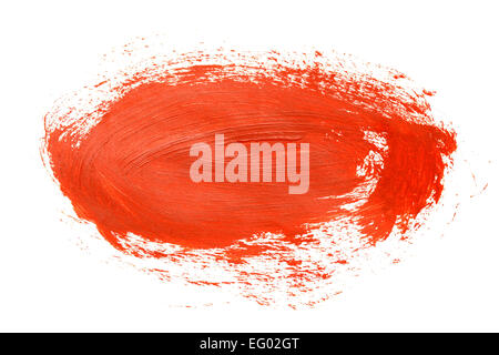 Red round brush stroke on the white background Stock Photo