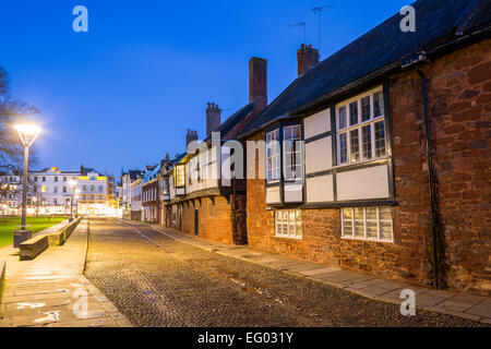 Cathedral Close in Exeter by night, Devon, United Kingdom, Europe. Stock Photo