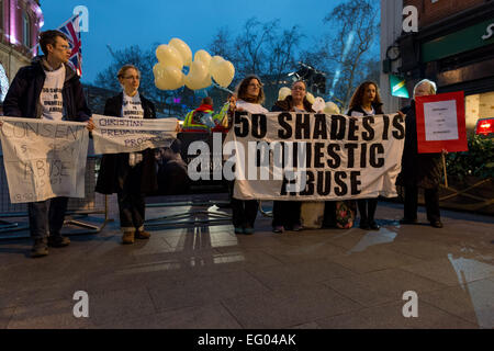 'Fifty Shades is abuse' protest at movie premiere in London Odeon cinema Stock Photo