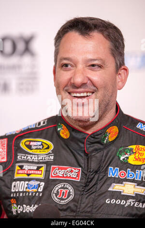 Daytona Beach, FL, USA. 12th Feb, 2015. Daytona Beach, FL - Feb 12, 2015: Tony Stewart (14) speaks to the media during the 2015 Media Day at Daytona International Speedway in Daytona Beach, FL. © csm/Alamy Live News Stock Photo